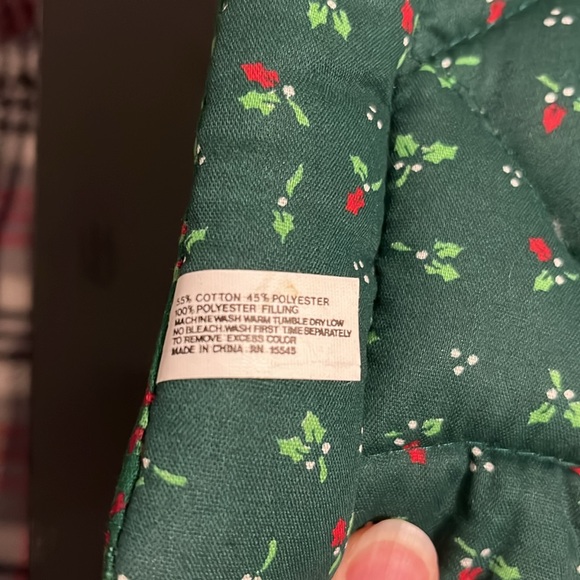 Green Christmas decorative pot holders set of 2 - Picture 3 of 4